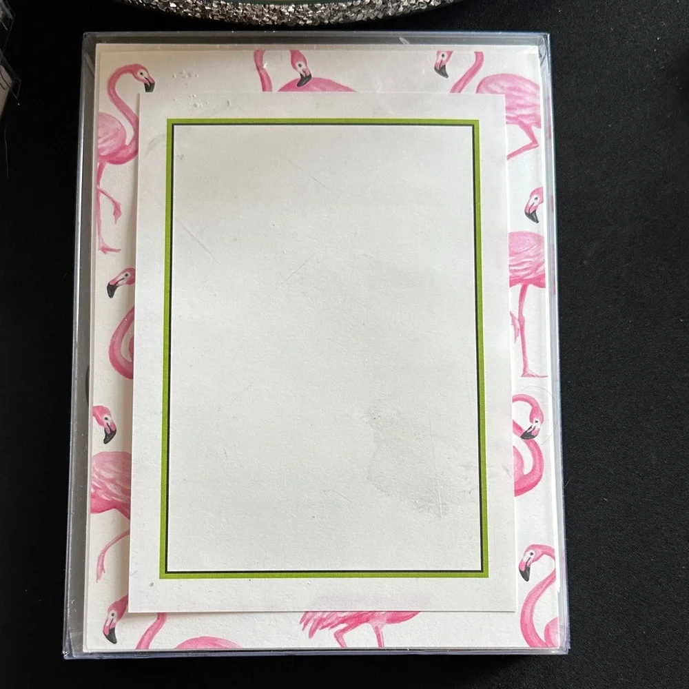 Flamingo Border Layered Customizable Stationery Set by William Arthur